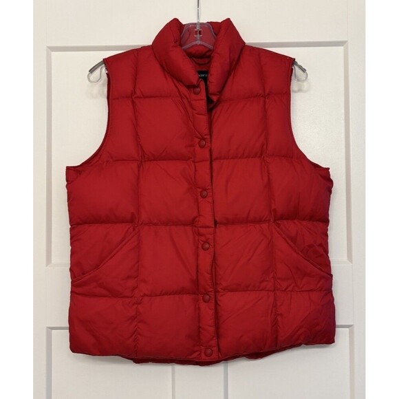 Lands' End Jackets & Blazers - Lands’ End Goose Down Puffer Vest Snap Front Quilted Feathers Women’s Red Sz Med